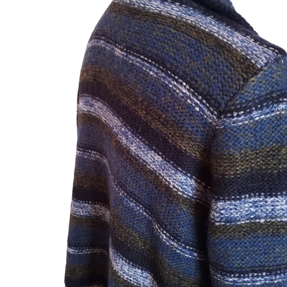 Kensie Cardigan Sweater Oversized Rib-Knit Collar Striped Drapey Open Front - Picture 7 of 13